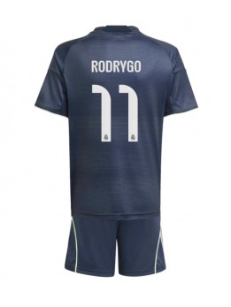 Billige Real Madrid Rodrygo Goes #11 Bortedraktsett Barn 2025-26 Kortermet (+ Korte bukser)